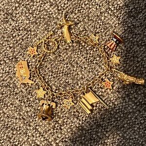 Gold Charm Bracelet with Patriotic Charms